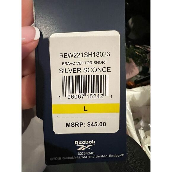 Reebok Women's Bravo Vector Slim Shorts Silver Size L Activewear - Picture 8 of 8